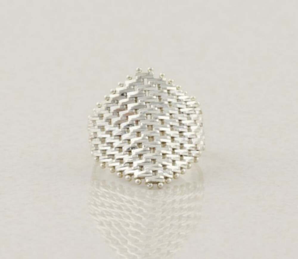 Sterling Silver Mesh Diamond Cut Band Ring Size 5 3/4